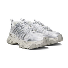 White & Silver Paneled Sneakers