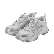 White & Silver Paneled Sneakers